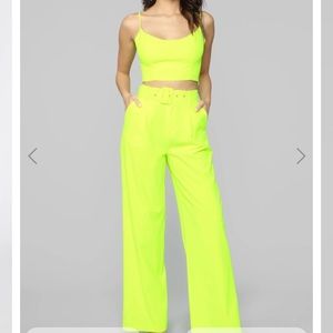 Neon yellow pant set